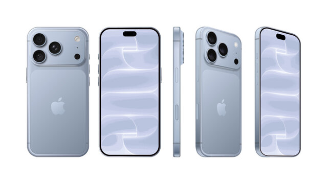 Apple iPhone 18 Pro, Pro Max in different sides, in official Glacier Blue.