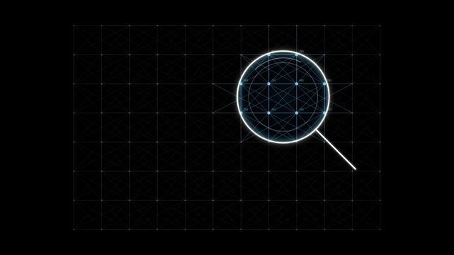 Glowing Cyber Search Magnifying Glass Line Art Motion Graphic Loop