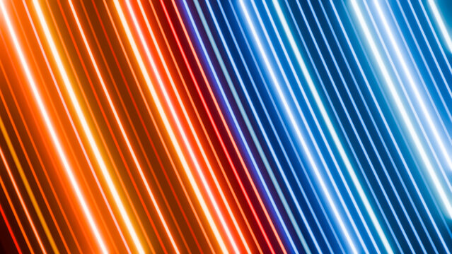 Diagonal neon light streaks in blue and orange colors
