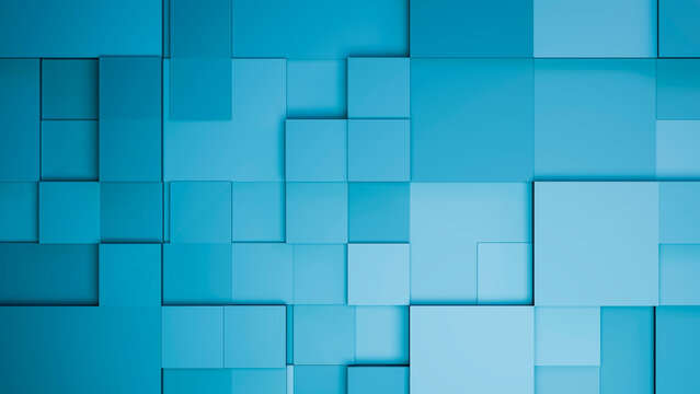 Abstract geometric pattern of blue squares and rectangles