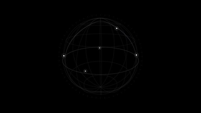 Futuristic Digital HUD Wireframe Globe Motion Graphic Loop