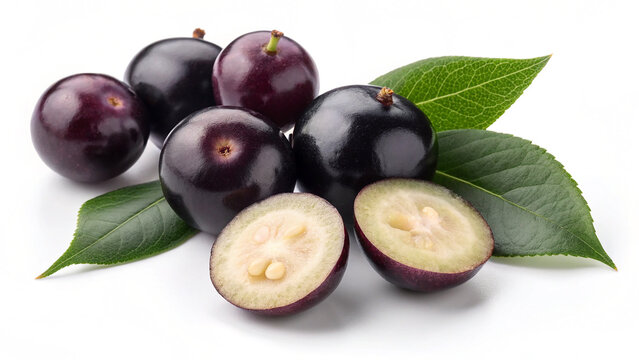 Fresh jabuticaba berries with natural texture isolated on white