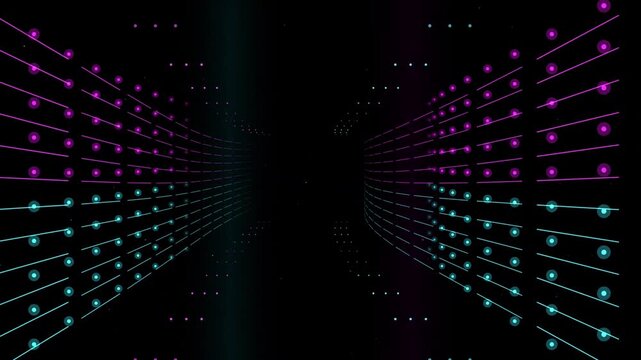 Futuristic Neon Digital Tunnel Motion Graphics Loop