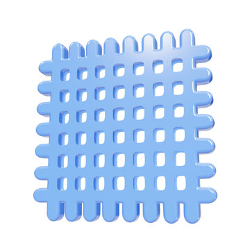 Blue glossy 3D grid icon with rounded edges on black background