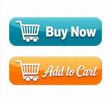 Modern shopping cart buttons with buy now and add to cart text