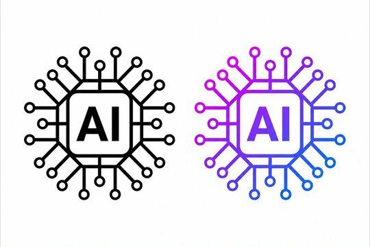 Modern ai technology icon with neural network style design