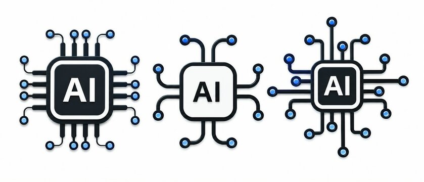 Modern ai technology chip icons in a connected network style