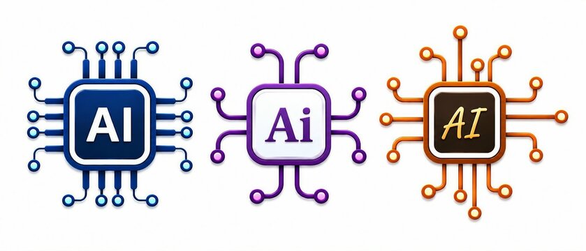 Modern tech icons showing ai artificial intelligence and at automation in circuit style design