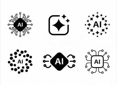 Modern ai artificial intelligence icon set with different creative styles