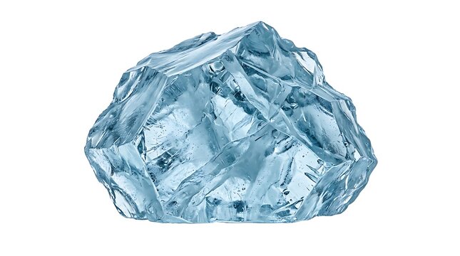 Sparkling rough blue crystal gemstone mineral piece isolated on white
