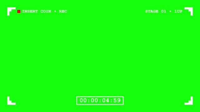 Retro Arcade Camera HUD Green Screen