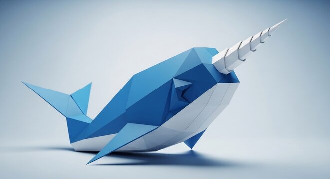 Low Poly Paper Narwhal Illustration