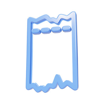 Blue glossy 3D receipt icon with torn edges on black background