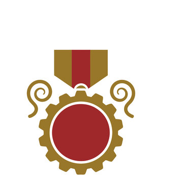 Medal with gear and ribbon