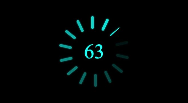 Abstract loading white color  animation 0 to 100  gif video icon indicator with elegant ticking segments, on Transparent Background. Download Progress, 