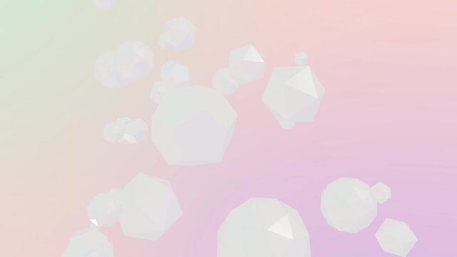 Abstract 3D geometric shapes floating on pastel gradient background animation loop