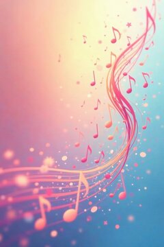 Whimsical Melody Pastel Hues and Dancing Musical Notes in a Dreamlike Swirl