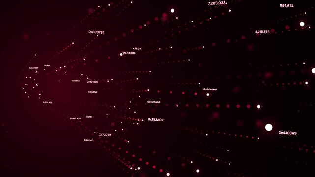 Abstract big data stream crimson cyber hex code showcasing high speed cyber technology.