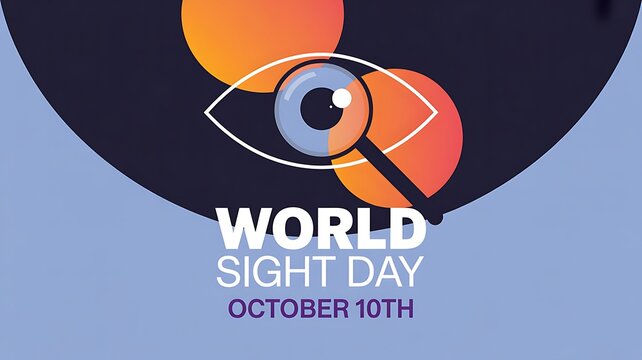World sight day concept with eye and magnifying glass