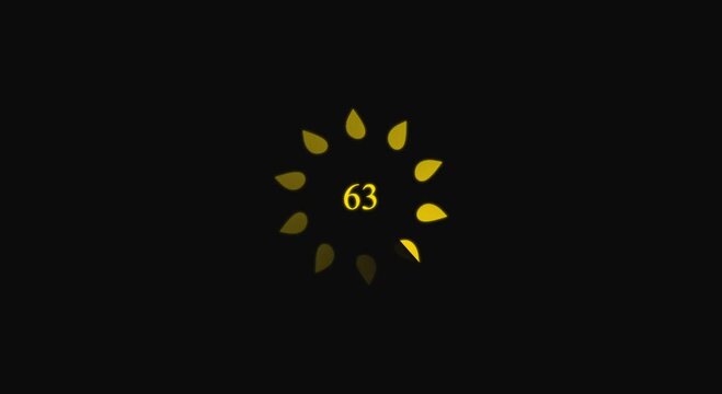 Circular loading yellow color  spinner animation,  animated circle loading gif video icon. loading circle upload or download animation Waiting symbol. on black background.