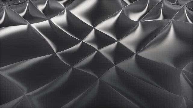 Abstract metallic wave background animation with flowing silver geometric liquid mesh loop