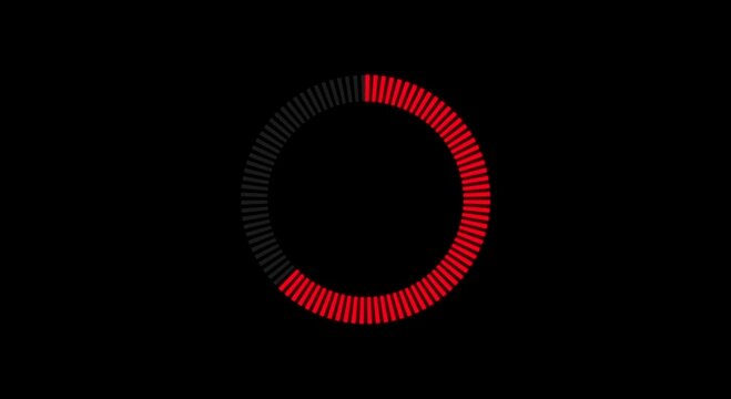 Animation of a loading red color spinning load wheel. on black background.. animated circle loading gif video icon.. Download Progress, Preloaded animation web design customizable Loading, 