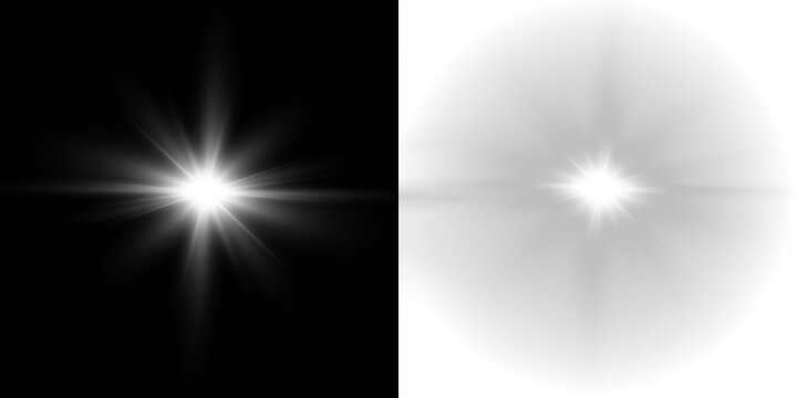 Vector sunlight overlay with radial rays, lens flares, soft light leaks, and a transparent glow effect.