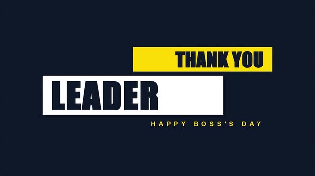 Happy boss's day thank you leader message modern bold typography graphic layout corporate presentation lower third header social media greeting