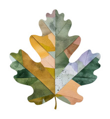 Obraz premium PNG Colorful geometric oak leaf artwork on transparent background