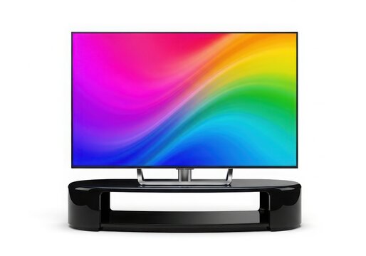 Modern flat screen tv with colorful gradient display isolated on white background