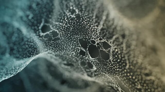 Abstract microscopic view of organic cell structure with glowing particles animation