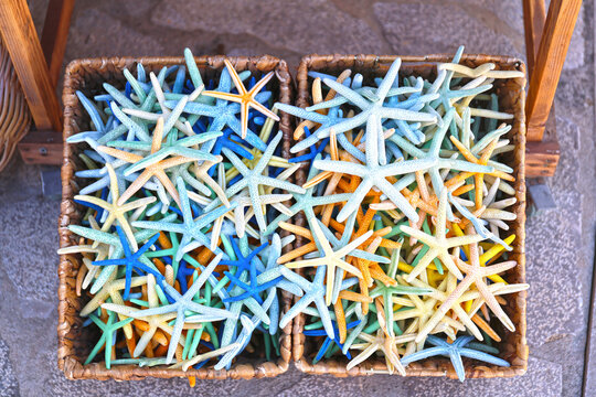 Sale of sea souvenirs on the island of Symi, Greece.