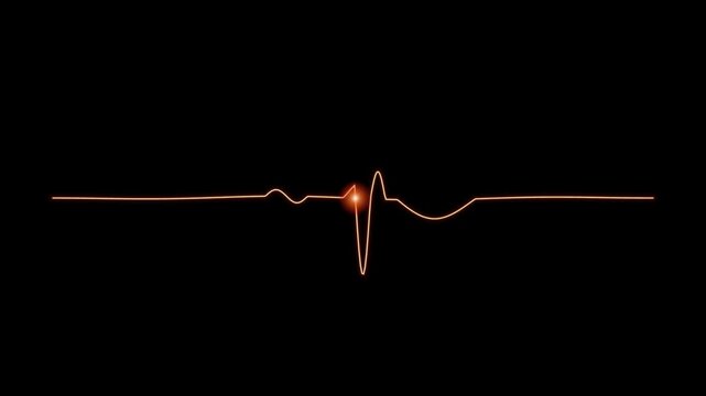 Abstract glowing waveform line with pulsating red light during dark background transition