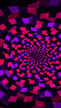 Abstract purple and pink checkered tunnel graphic background video