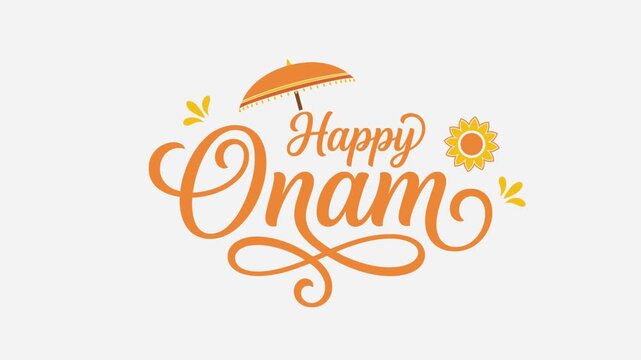 Happy Onam Kerala Indian Harvest Festival Greeting with Traditional Decorative Elements