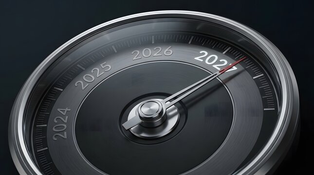 Close up of a speedometer displaying a high speed on a dark background