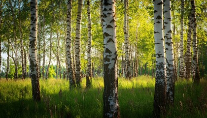 Obraz premium Trunks Of Birch Trees In Summer