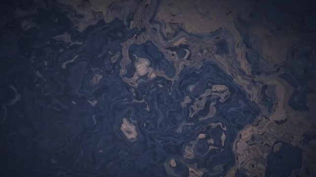 Abstract liquid marble motion background with flowing blue and beige texture loop