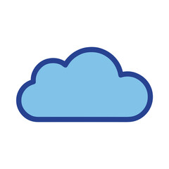 Fototapeta premium Blue cloud icon with dark blue outline