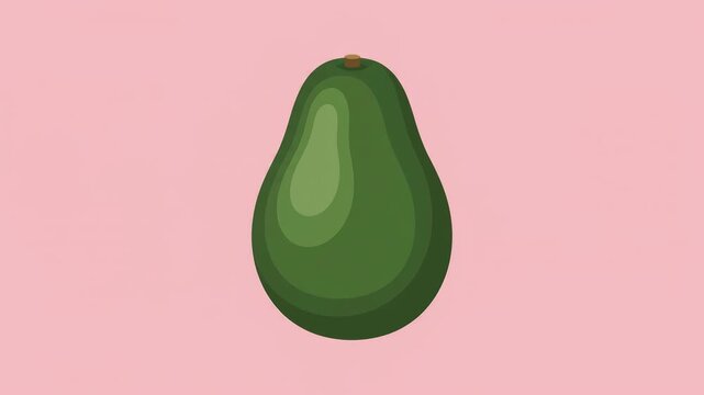 Fresh green whole avocado fruit vector illustration isolated on a soft pink background