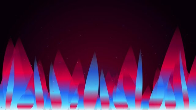 Abstract Fire Peaks: A vibrant abstract composition featuring fiery red and cool blue peaks, evoking a sense of intense energy and dynamic movement against a dark, speckled background.