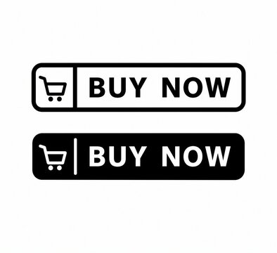 Modern black and white shopping cart buy now button with icon