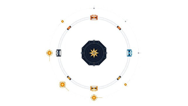 Abstract Digital Compass Interface Animation