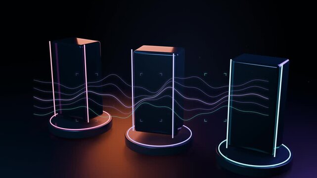 Colored data waves pass through digital verification gates