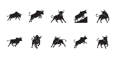 Obraz premium Farm boran cattle shapes. Black and white graphic resource of boran zebu cattle isolated for agricultural livestock themes.