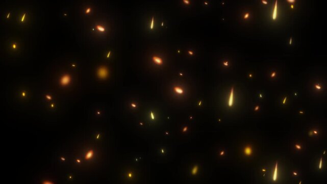 Bright glowing fire particles rising fast in a fiery sky with smoke. Fire flakes and bonfire background. Fire particles moving fast with the wind. Hot burning fire sparks and ashes motion. 4k.