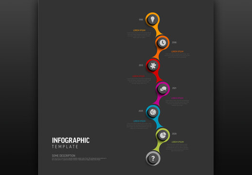 Modern Vertical Timeline Infographic Template with Seven Steps