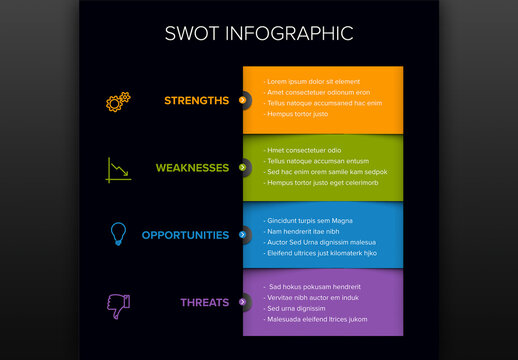 Business SWOT Analysis Infographic Template with Four Colorful Sections