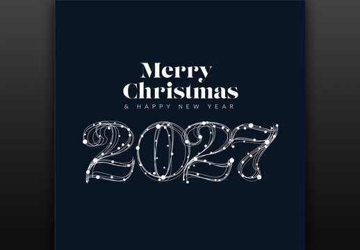 Merry Christmas and Happy New Year 2027 Greeting Card Template