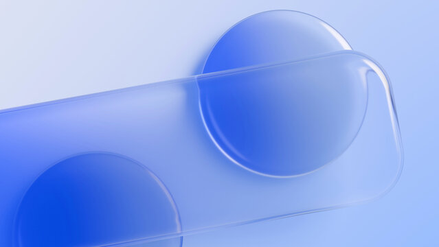 Abstract 3D blue glassmorphism background with transparent geometric shapes. Ideal for tech websites, UI UX designs, modern presentation slides, and digital banners